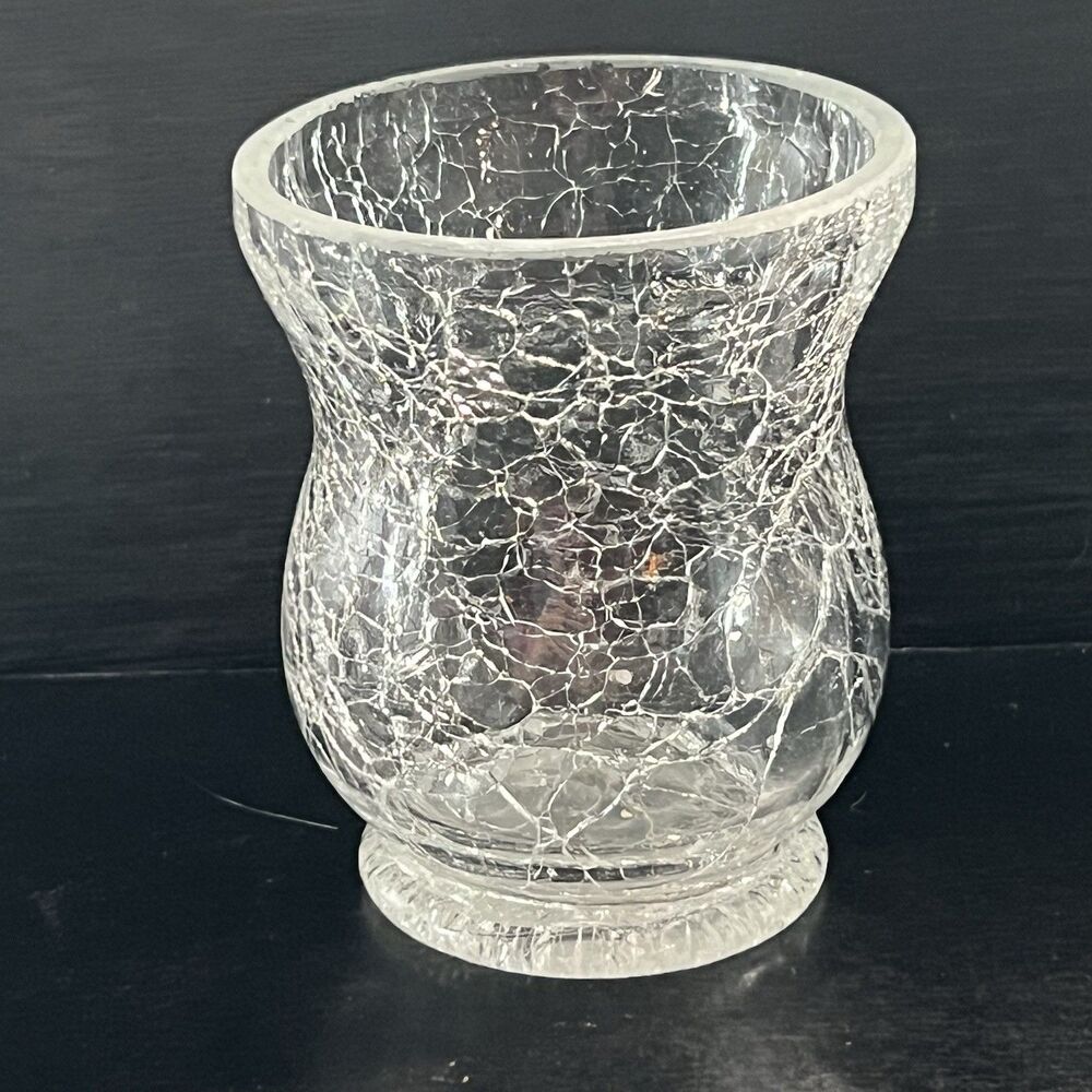 Set of 2Vintage Clear Crackle Glass Candle Holder/Votive- Wedding-Party-Romance